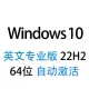【自动激活】Windows 10 英文专业版 2024年6月更新 64位 22H2版win10
